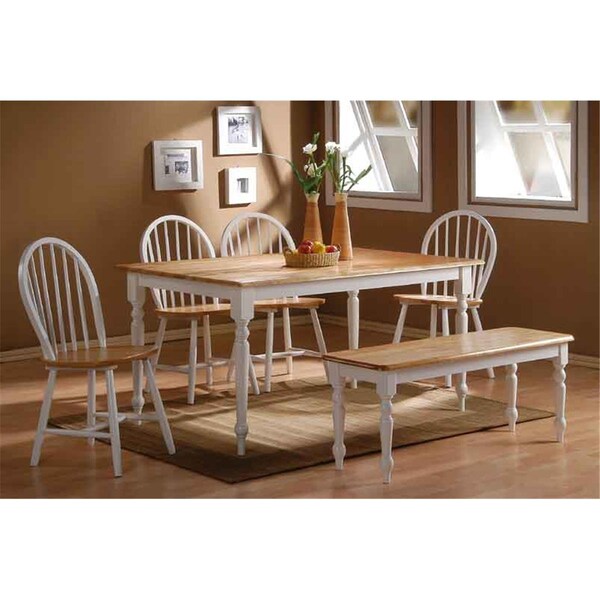 Highkey 6 Pieces Farmhouse Dining Set - White-Natural LR191079 - main